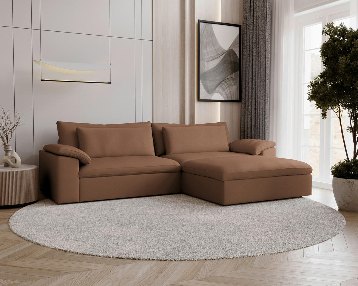 ECKSOFA  Chenille Altrosa  - Schwarz/Altrosa, Modern, Kunststoff/Textil (306/198cm) - Carryhome