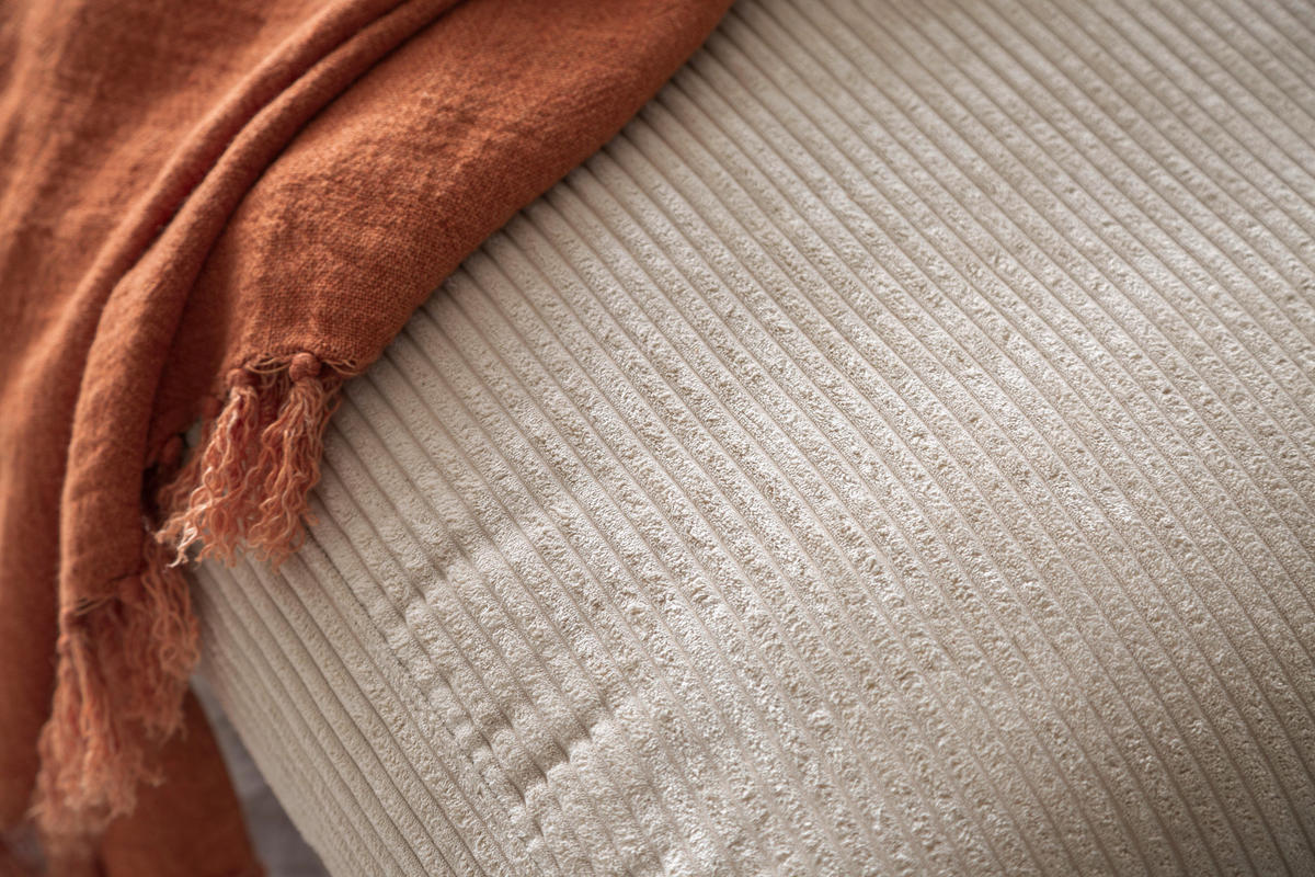 WOHNLANDSCHAFT Creme Cord  - Creme/Schwarz, Design, Kunststoff/Textil (224/425/190cm) - Hom`in
