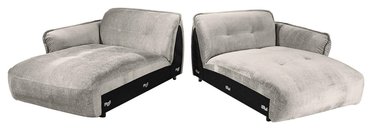 BIGSOFA in Chenille Silberfarben  - Silberfarben/Schwarz, Modern, Kunststoff/Textil (285/87/184cm) - Trendmanufaktur
