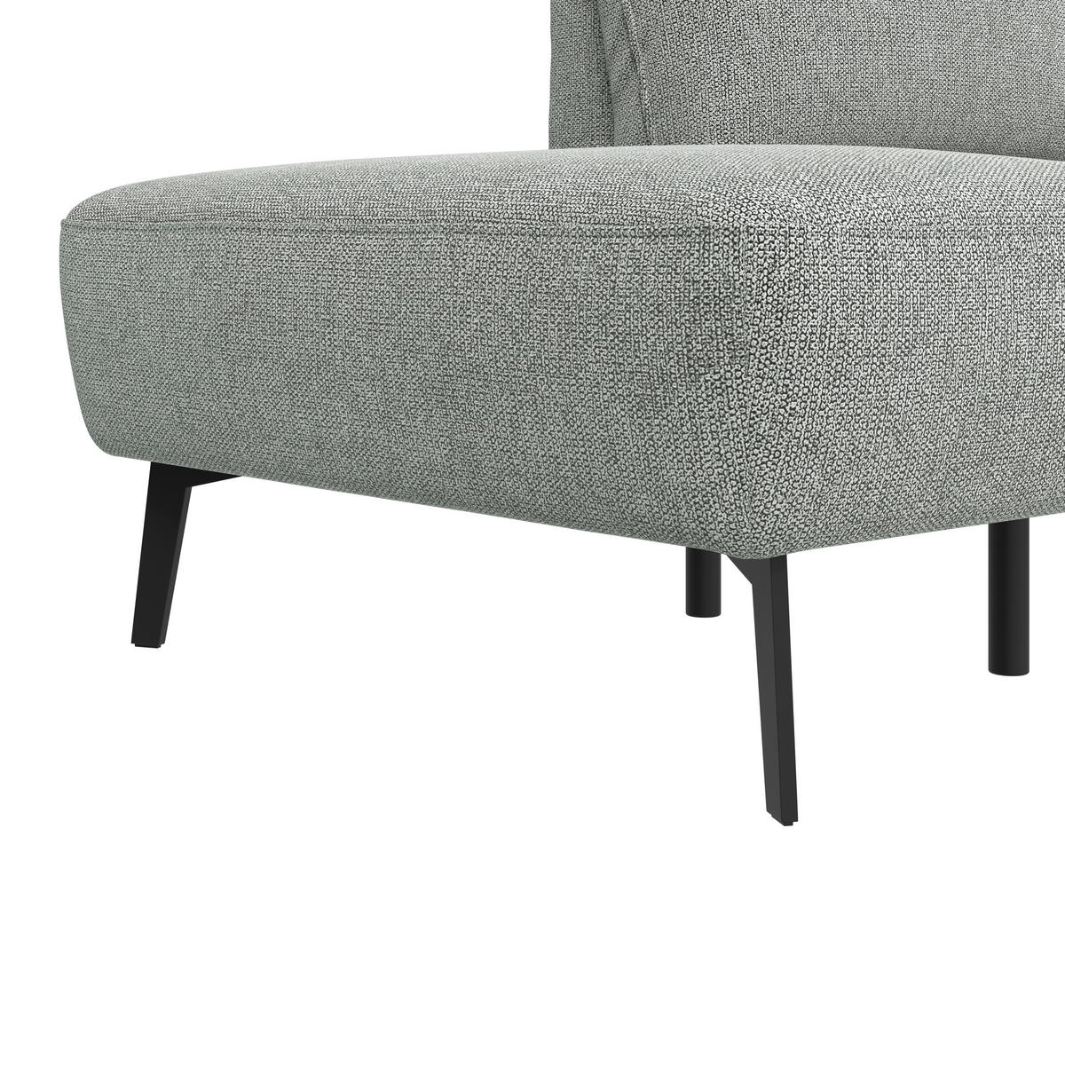 RÉCAMIERE  in Chenille Hellgrau  inkl. Rücken echt  - Hellgrau/Schwarz, KONVENTIONELL, Textil/Metall (206/90/92cm) - Elegando