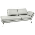 RÉCAMIERE in Echtleder Hellgrau  - Chromfarben/Hellgrau, Design, Leder/Metall (209/85-109/95-16cm) - Dieter Knoll