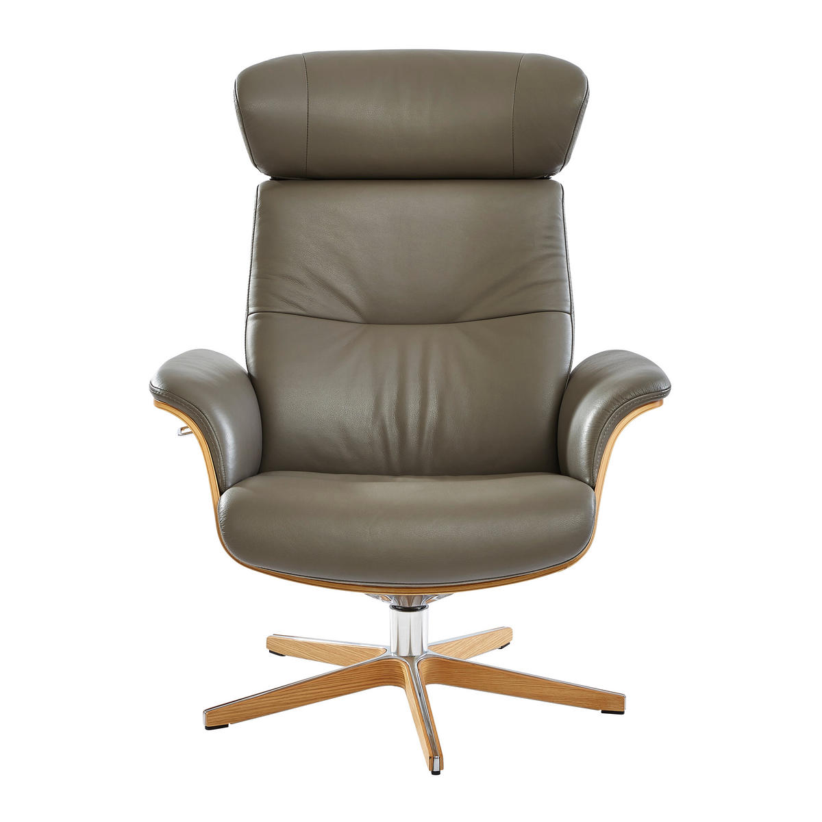 RELAXSESSEL in Holz, Metall, Leder Grau, Eichefarben  - Eichefarben/Alufarben, Natur, Leder/Holz (81/101/80cm) - Conform