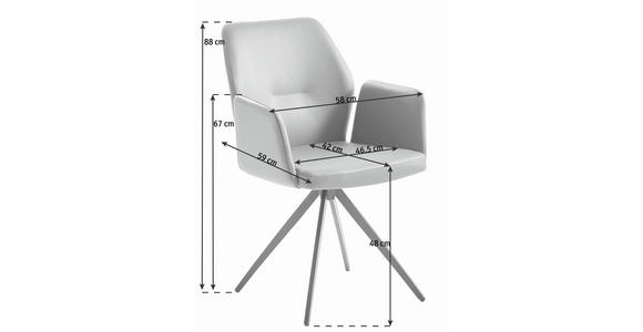 ARMLEHNSTUHL   Echtleder  - Schwarz/Grau, Design, Leder/Metall (58/88/59cm) - Novel