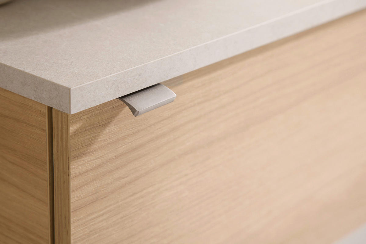 GÄSTEBAD 50 cm  - Sandfarben/Edelstahlfarben, Design, Keramik/Holzwerkstoff (50cm) - Sadena