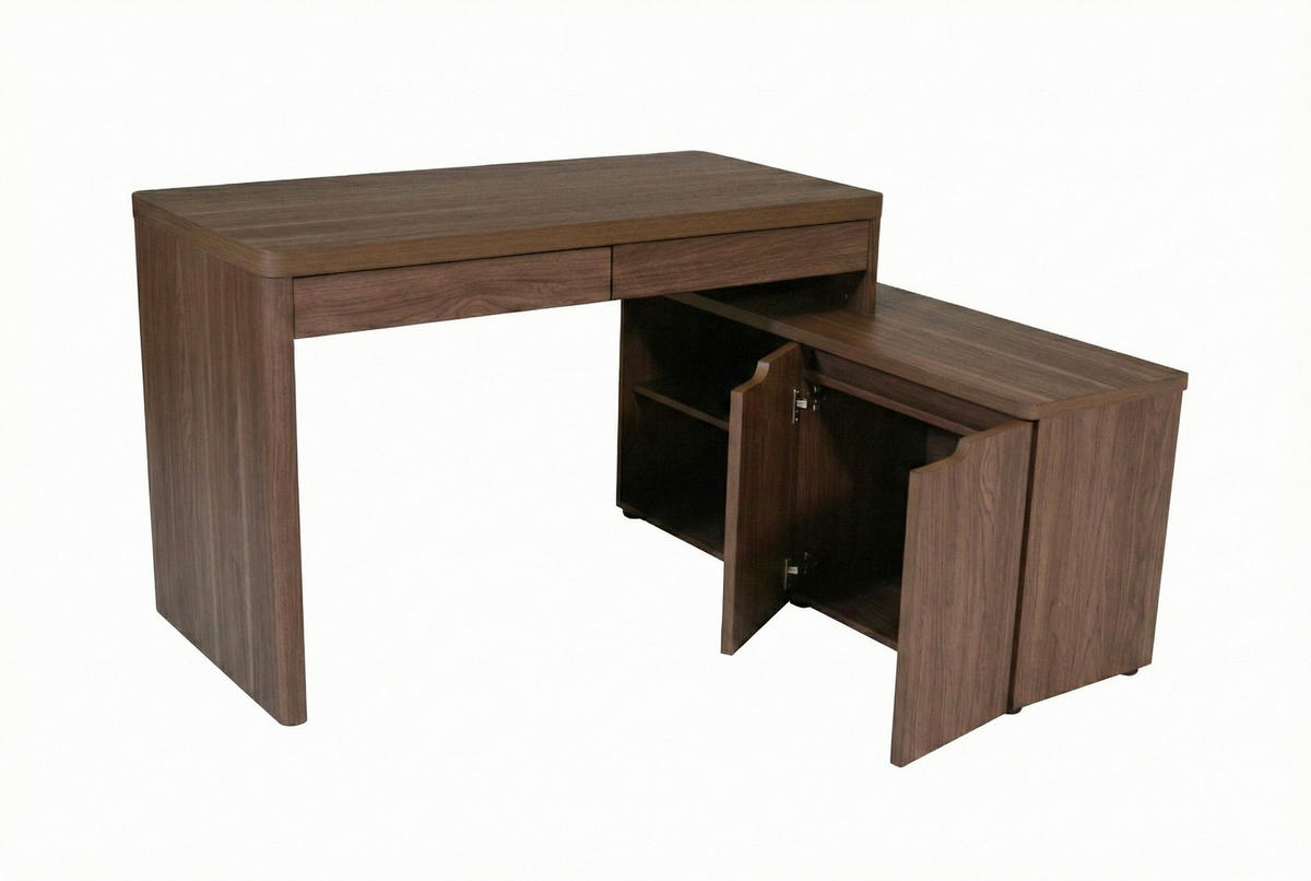 ECKSCHREIBTISCH 140/118/76 cm Walnussfarben Kabeldurchlass, Stauraum, seitenverkehrt montierbar, in verschiedenen Holz-Dekoren erhältlich  - Eichefarben/Walnussfarben, MODERN, Holzwerkstoff (140/118/76cm) - MID.YOU