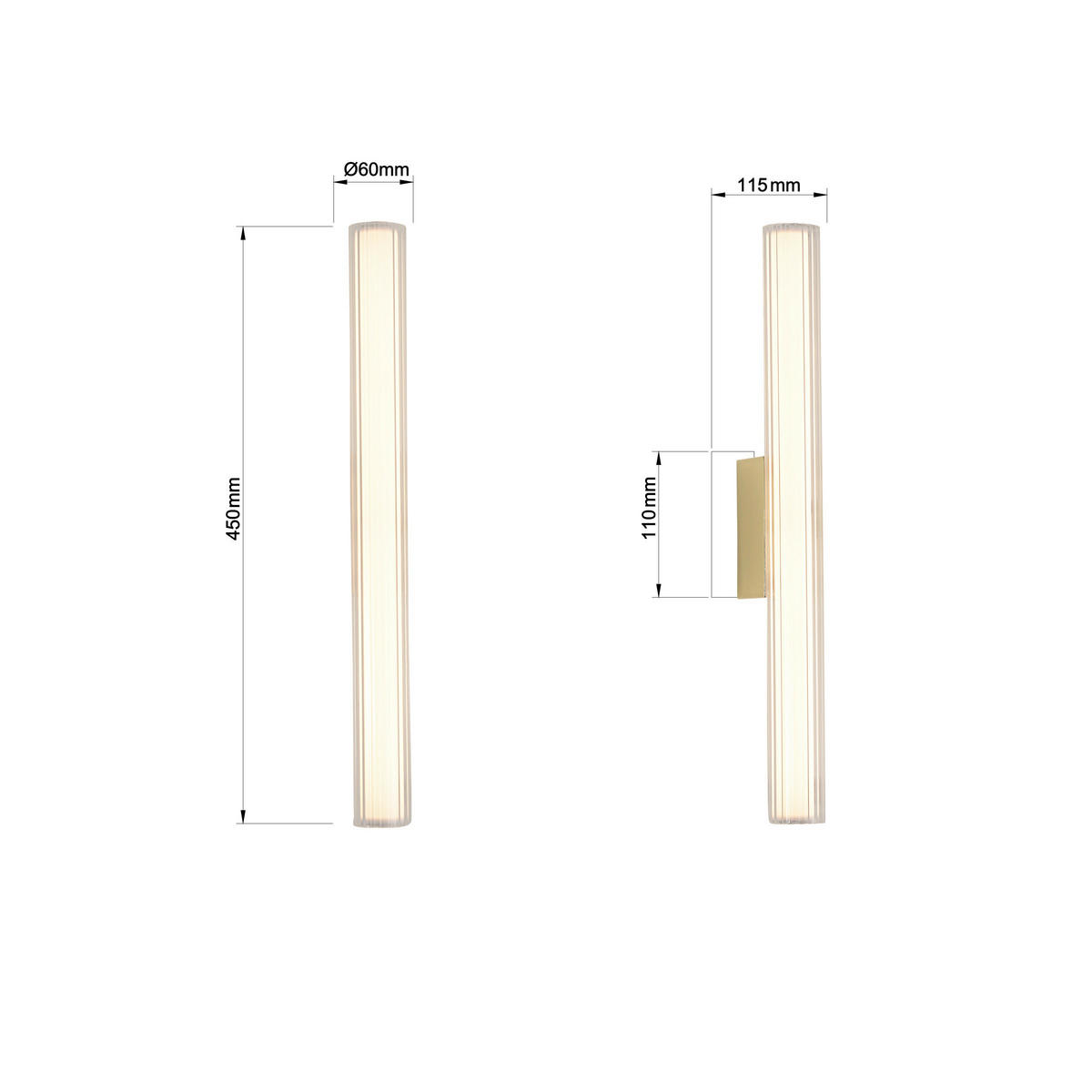 LED-WANDLEUCHTE Linea 45/6/11.5 cm  - Goldfarben, Design, Glas (45/6/11.5cm)