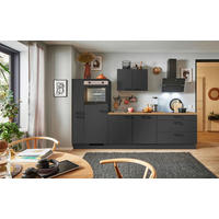 KÜCHENBLOCK PN 80 280 cm  in Graphitfarben, Eichefarben  - Eichefarben/Schwarz, Design, Holzwerkstoff/Metall (280cm) - Pino