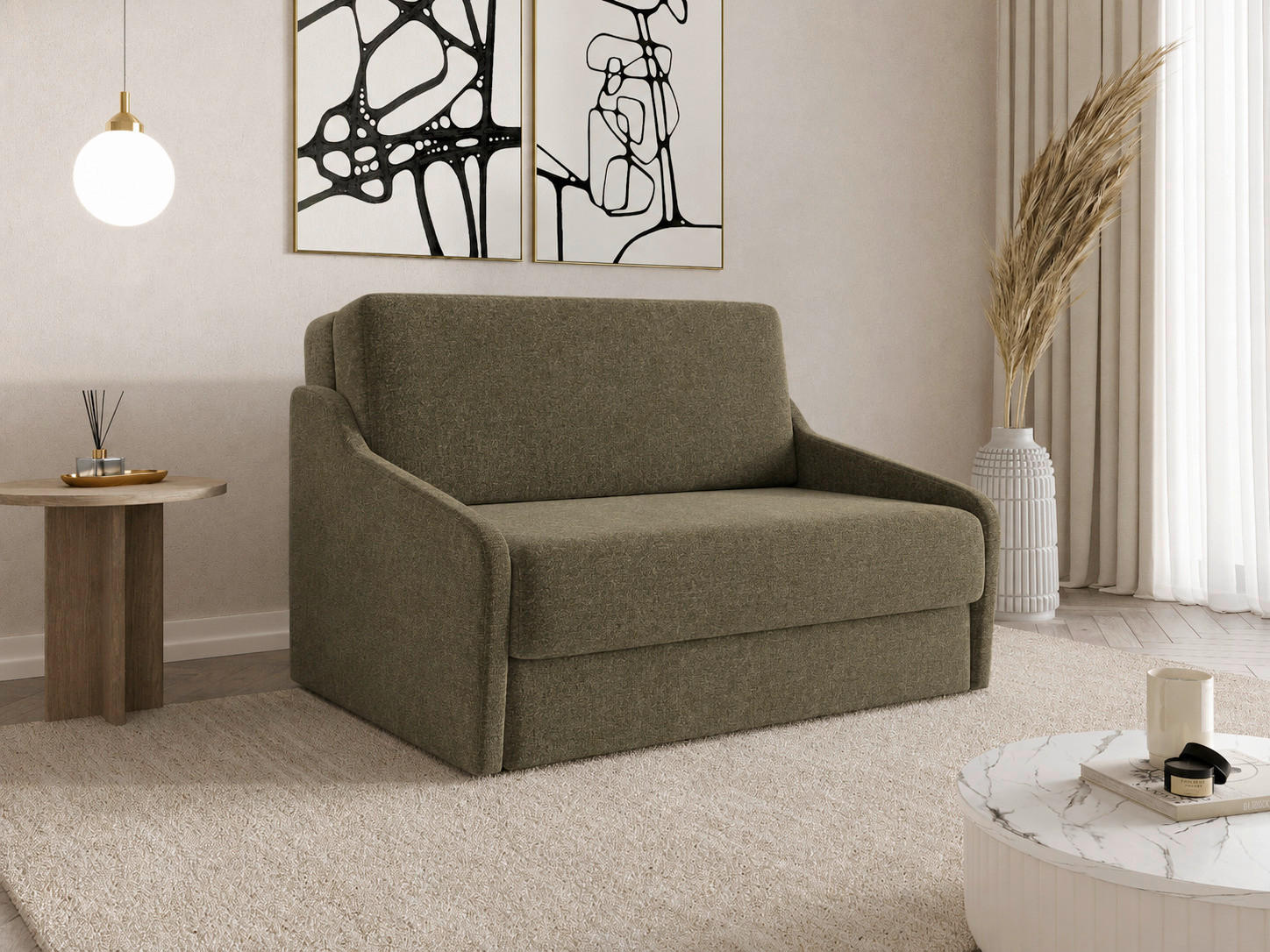 SCHLAFSOFA Dunkelgrün  - Dunkelgrün/Schwarz, Design, Kunststoff/Textil (136/86/113cm) - MID.YOU