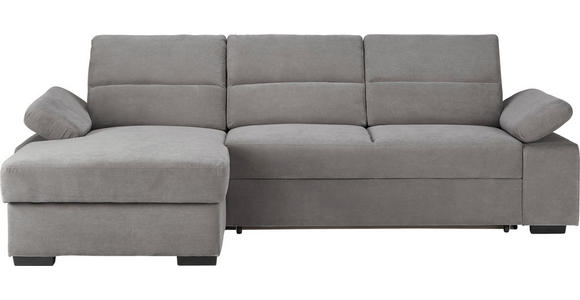 ECKSOFA in Flachgewebe Hellgrau  166/258 cm  - Dunkelbraun/Hellgrau, KONVENTIONELL, Kunststoff/Textil (166/258cm) - Cantus