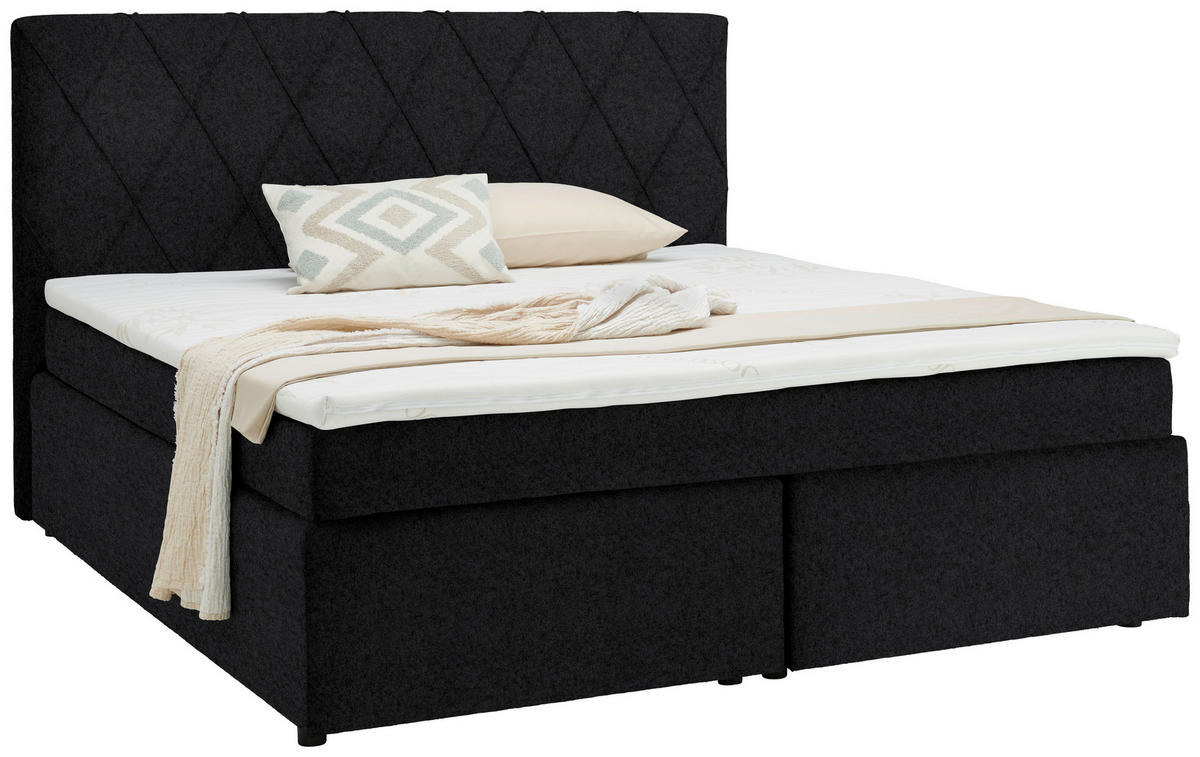 BOXSPRINGBETT 180/200 cm  in Anthrazit  - Anthrazit/Schwarz, Design, Kunststoff/Textil (180/200cm) - Xora