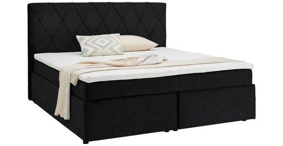 BOXSPRINGBETT 180/200 cm in Anthrazit - Anthrazit/Schwarz, Design, Kunststoff/Textil (180/200cm) - Xora