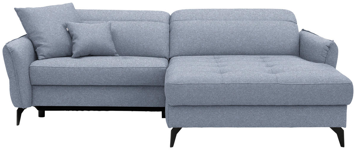 ECKSOFA Flachgewebe Hellblau  - Schwarz/Hellblau, Design, Textil/Metall (246/175cm) - Celina