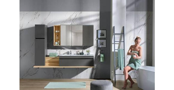 BADEZIMMER in 207 cm - Graubraun/Eschefarben, MODERN, Glas/Holz (207cm) - Novel