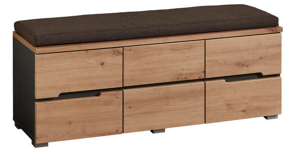 GARDEROBENBANK in 120,3/48/38 cm - Graphitfarben/Eiche Artisan, Design, Holzwerkstoff/Textil (120,3/48/38cm) - Voleo