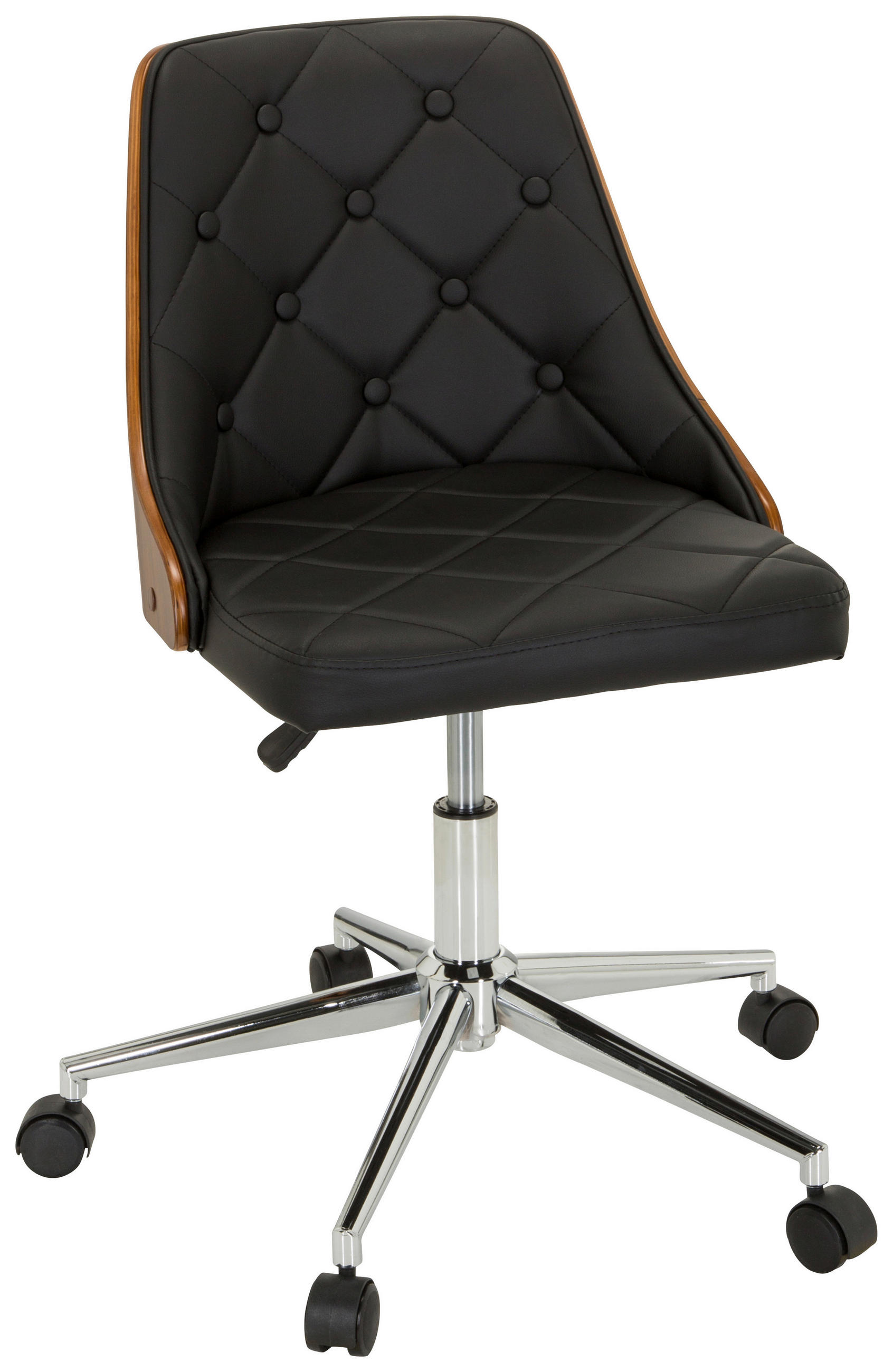 SNURRSTOL  i läderimitation svart, teakfärg  - teakfärg/svart, Modern, metall/trä (68/83cm) - MID.YOU