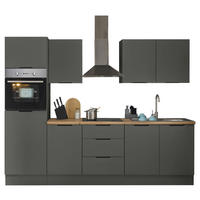 KÜCHENBLOCK MULTAN  in Graphitfarben  - Schwarz/Graphitfarben, Basics, Holzwerkstoff/Metall (270/211/60cm) - Carryhome
