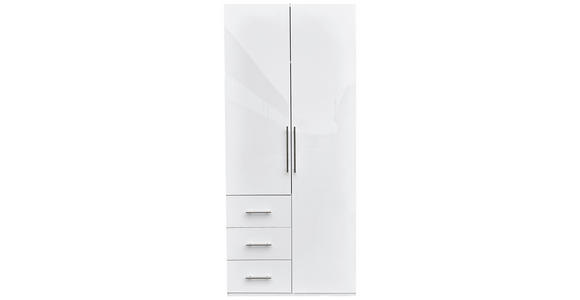 KLEIDERSCHRANK 98/219/59 cm 2-türig  - Weiß Hochglanz/Alufarben, KONVENTIONELL, Holzwerkstoff/Metall (98/219/59cm) - Carryhome