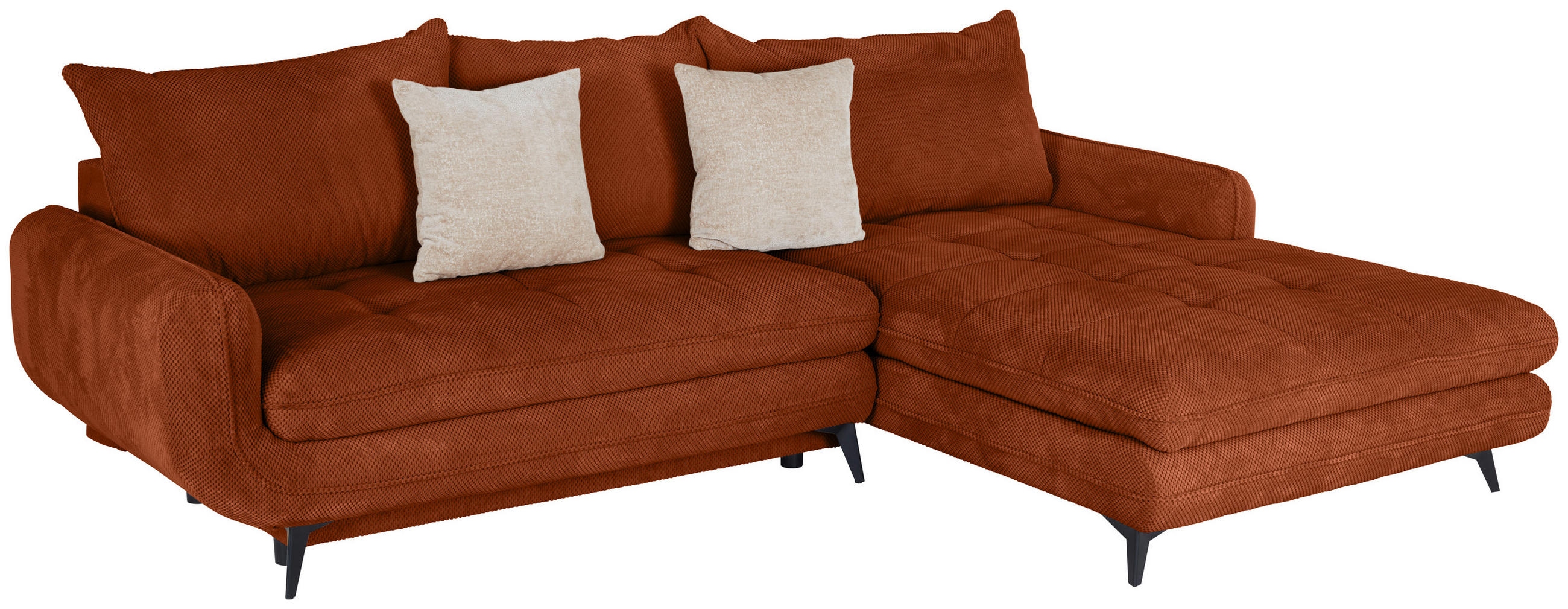 Ecksofa mit Schlaffunktion & Bettkasten Wave Orange