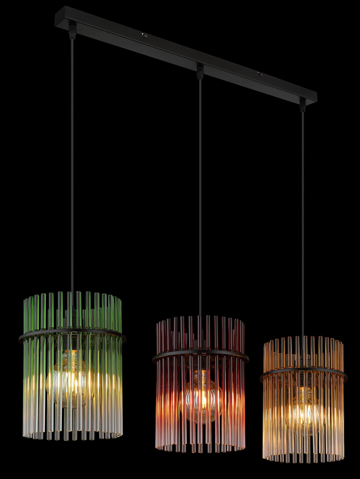 HÄNGELEUCHTE GORLEY 80/20/140 cm   - Brombeere/Schwarz, LIFESTYLE, Glas/Kunststoff (80/20/140cm) - Globo