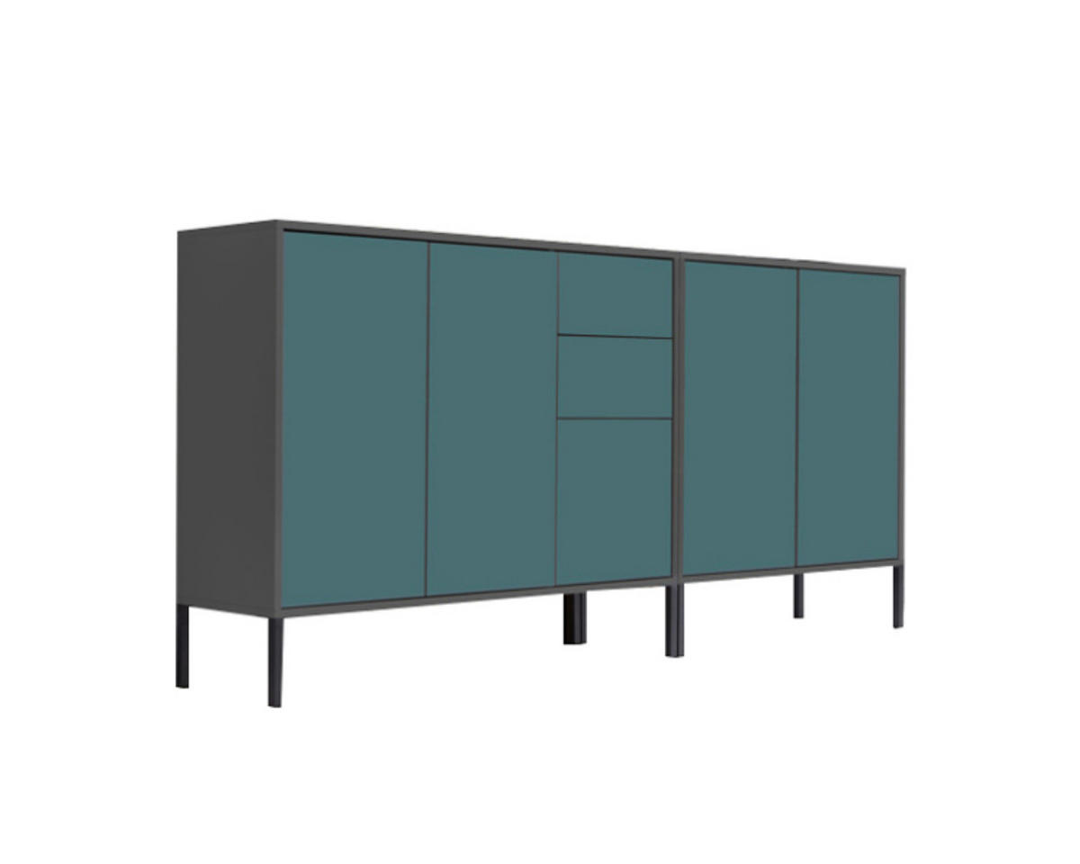 SIDEBOARD  in 184,5/86/33 cm  - Anthrazit/Petrol, MODERN, Holzwerkstoff/Metall (184,5/86/33cm) - MID.YOU