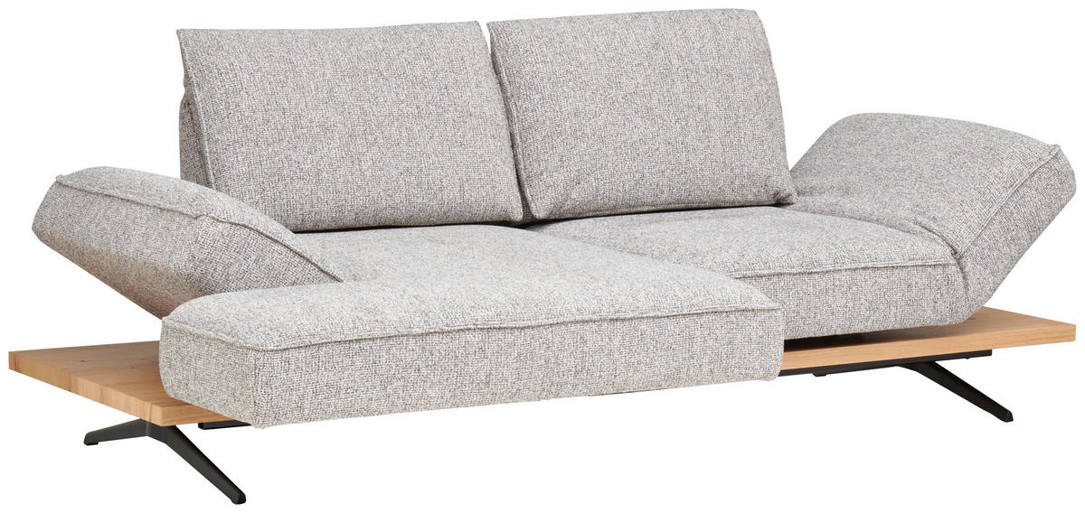 ECKSOFA Beige Chenille  - Beige/Schwarz, Design, Holz/Textil (132/240cm) - Koinor