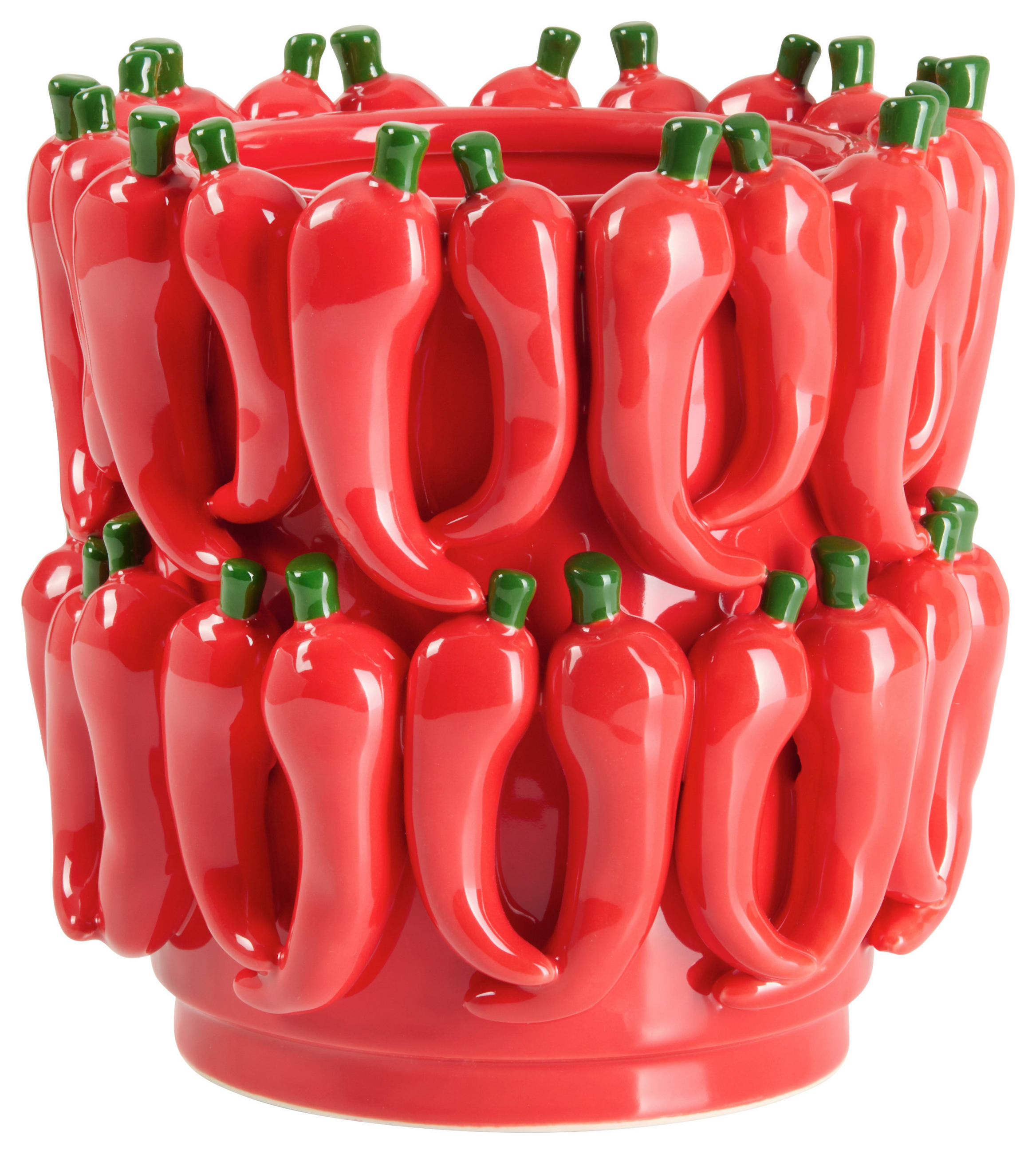 ÜBERTOPF Rot, Dunkelgrün  - Dunkelgrün/Rot, Design, Keramik (15,5/15,5/21cm)