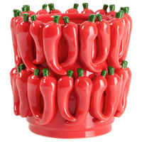 ÜBERTOPF Rot, Dunkelgrün  - Dunkelgrün/Rot, Design, Keramik (15,5/15,5/21cm)