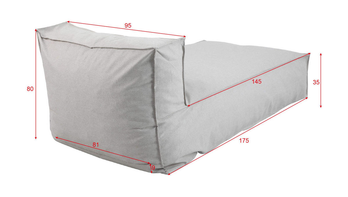 LOUNGESOFA  - Beige, Modern, Textil (95/80/175cm) - Ambia Garden