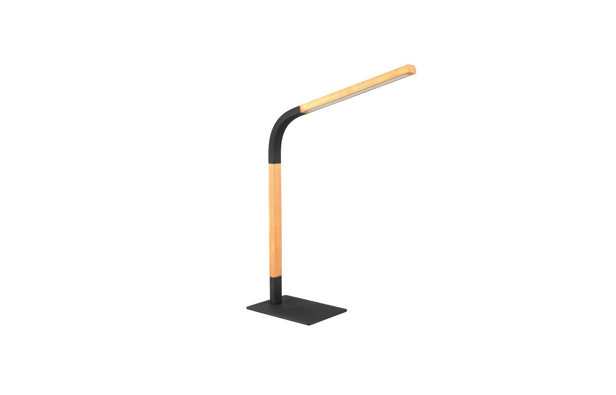 STOLNÁ LED LAMPA, SwitchDim stmievač,  - čierna/prírodná farba, Basics, kov/drevo (73,5/18/38cm)