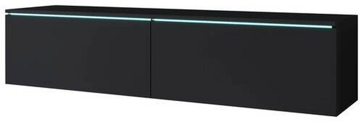 LOWBOARD Vera  in 140/30/33 cm  - Schwarz/Graphitfarben, Basics, Holzwerkstoff/Kunststoff (140/30/33cm) - P & B