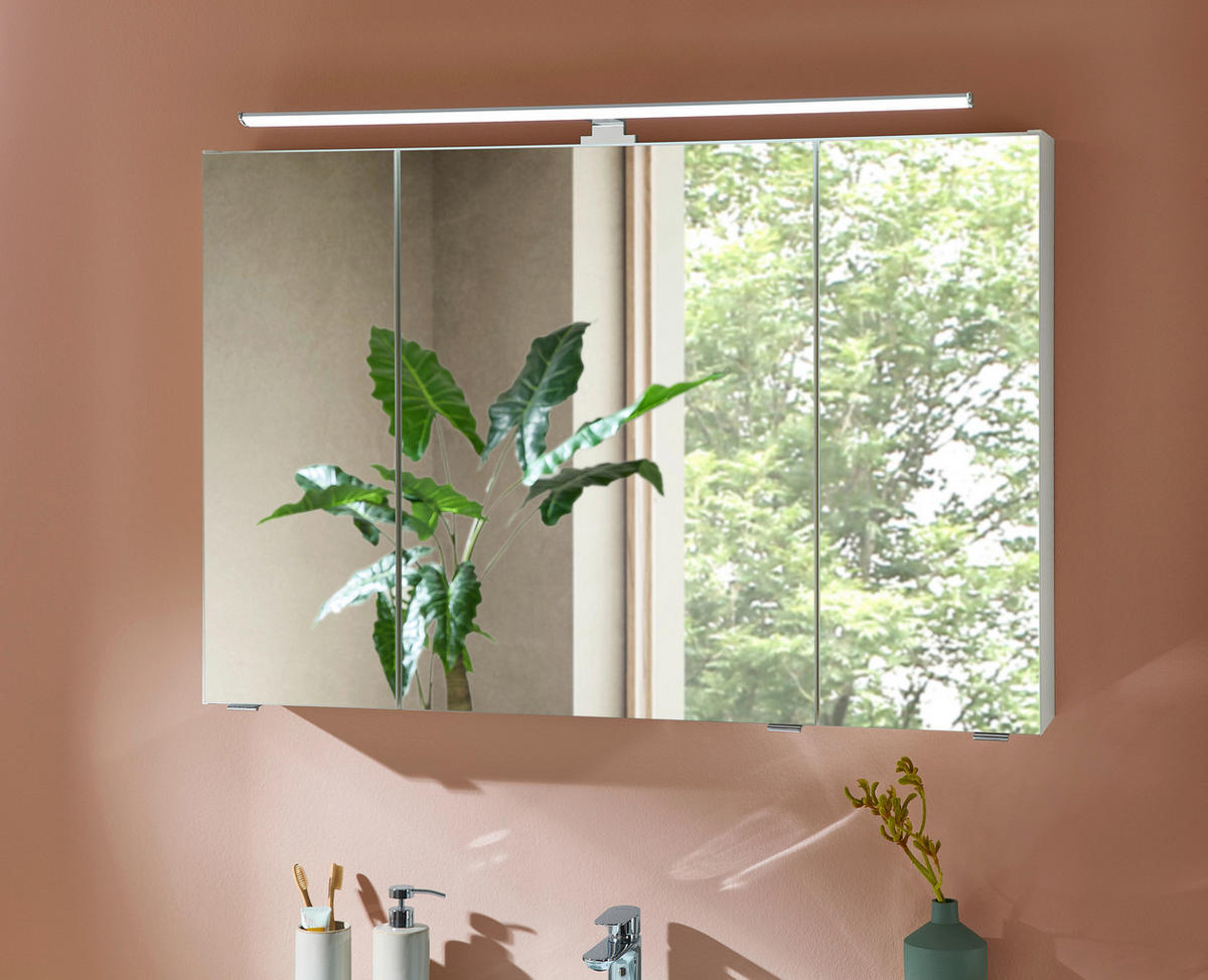 BADEZIMMER 3-teilig  in 105 cm  - Chromfarben/Weiß, KONVENTIONELL, Glas/Holzwerkstoff (105cm) - Xora