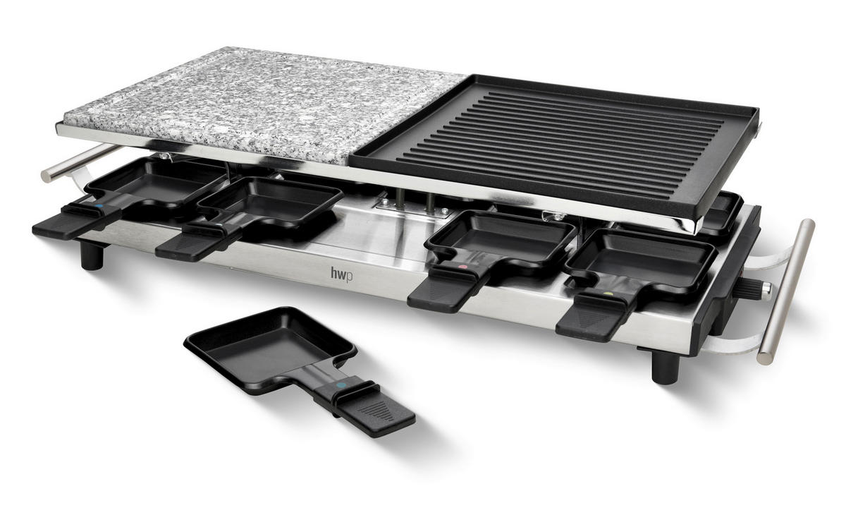 RACLETTE-GRILL  - Edelstahlfarben/Schwarz, KONVENTIONELL, Kunststoff/Stein (62/24,2/13cm) - Homeware Profession.