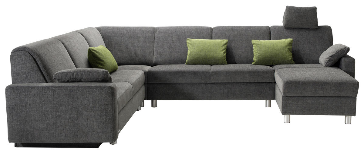 WOHNLANDSCHAFT in Chenille Anthrazit  - Anthrazit/Alufarben, KONVENTIONELL, Textil (237/323/158cm) - Sedda