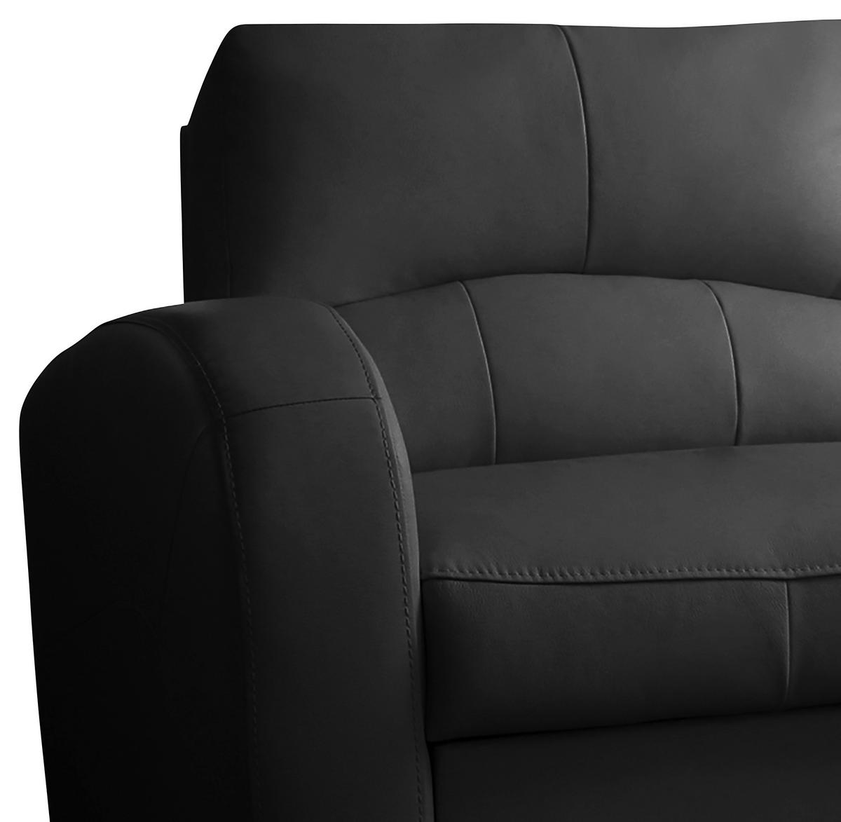 ECKSOFA in Lederlook Echtleder Schwarz  - Schwarz, Design, Leder/Kunststoff (227/168cm) - Livetastic