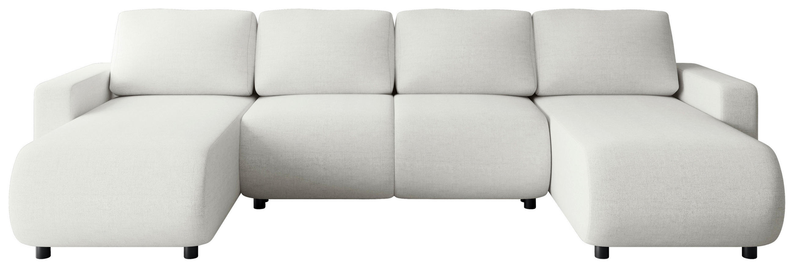 WOHNLANDSCHAFT Creme Webstoff  - Creme/Schwarz, MODERN, Kunststoff/Textil (150/312/150cm) - Xora