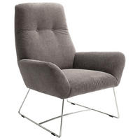 SESSEL Flachgewebe Dunkelgrau    - Chromfarben/Dunkelgrau, Design, Textil/Metall (82/102/81cm) - Pure Home Lifestyle
