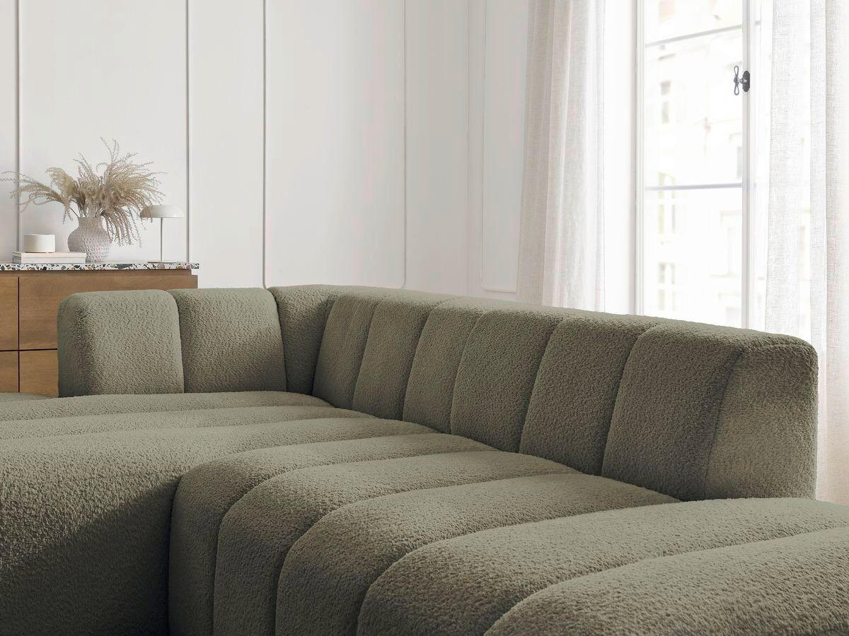 ECKSOFA  ANNECY Grün Bouclé  - Schwarz/Grün, MODERN, Kunststoff/Textil (170/262cm)