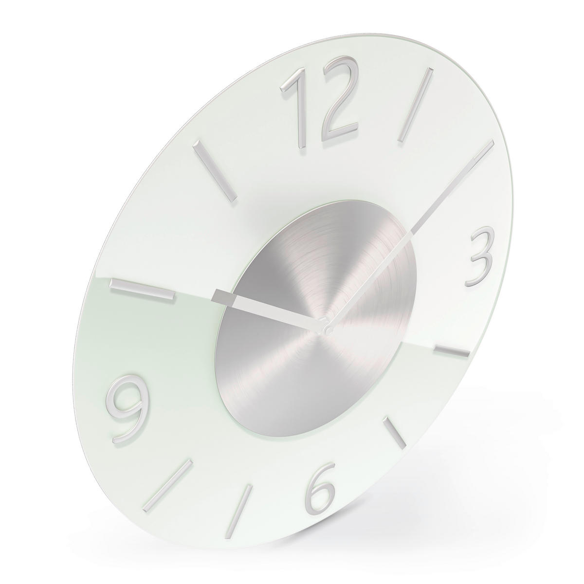 WANDUHR  Silberfarben, Weiß 32 cm  - Silberfarben/Weiß, Basics, Glas (32cm)