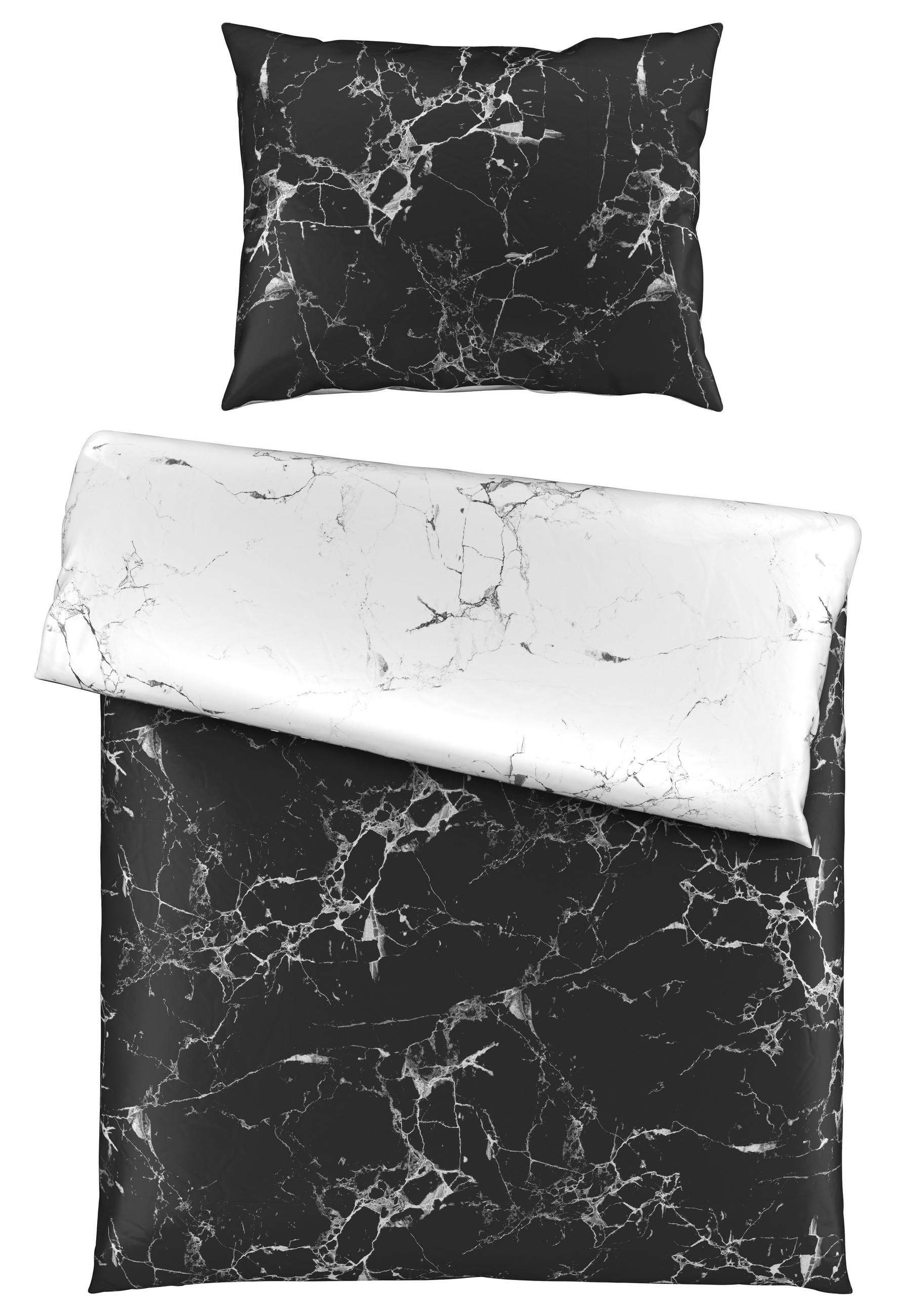 OBOUSTRANNÉ POVLEČENÍ, satén, černá, bílá, 140/200 cm - bílá/černá, Trend, textil (140/200cm) - Esposa