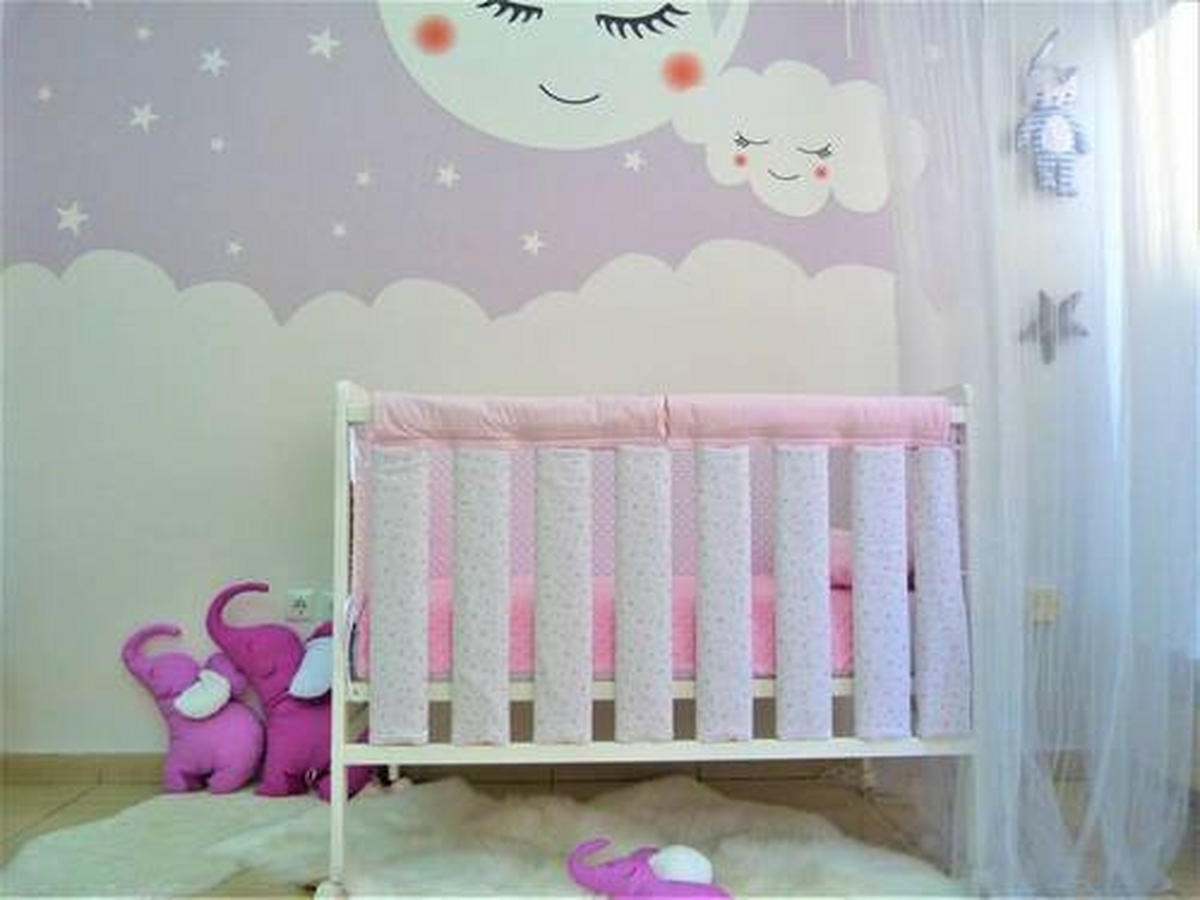 ZAŠTITNA OGRADICA ZA KREVET   - pink/bijela, Basics, tekstil (27/56cm)