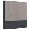 FALTTÜRENSCHRANK 200/216/58 cm 4-türig Graphitfarben, Grau, Sahara  - Schwarz/Graphitfarben, Design, Holzwerkstoff (200/216/58cm) - Boxxx
