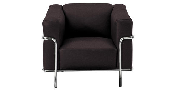 SESSEL in Echtleder Dunkelbraun - Chromfarben/Dunkelbraun, Design, Leder/Metall (91/67/96cm) - Johann Jakob