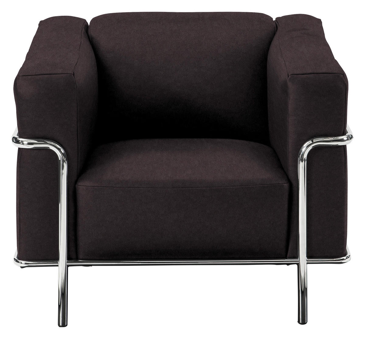 SESSEL in Echtleder Dunkelbraun  - Chromfarben/Dunkelbraun, Design, Leder/Metall (91/67/96cm) - Johann Jakob