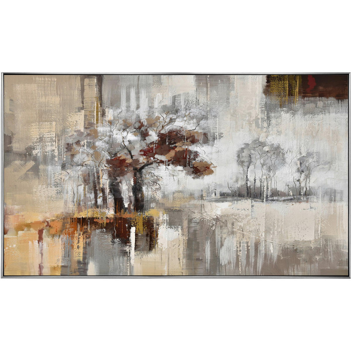 ÖLGEMÄLDE Abstraktes, Bäume 120/70 cm  - Silberfarben/Braun, Design, Holz/Kunststoff (120/70cm) - Monee