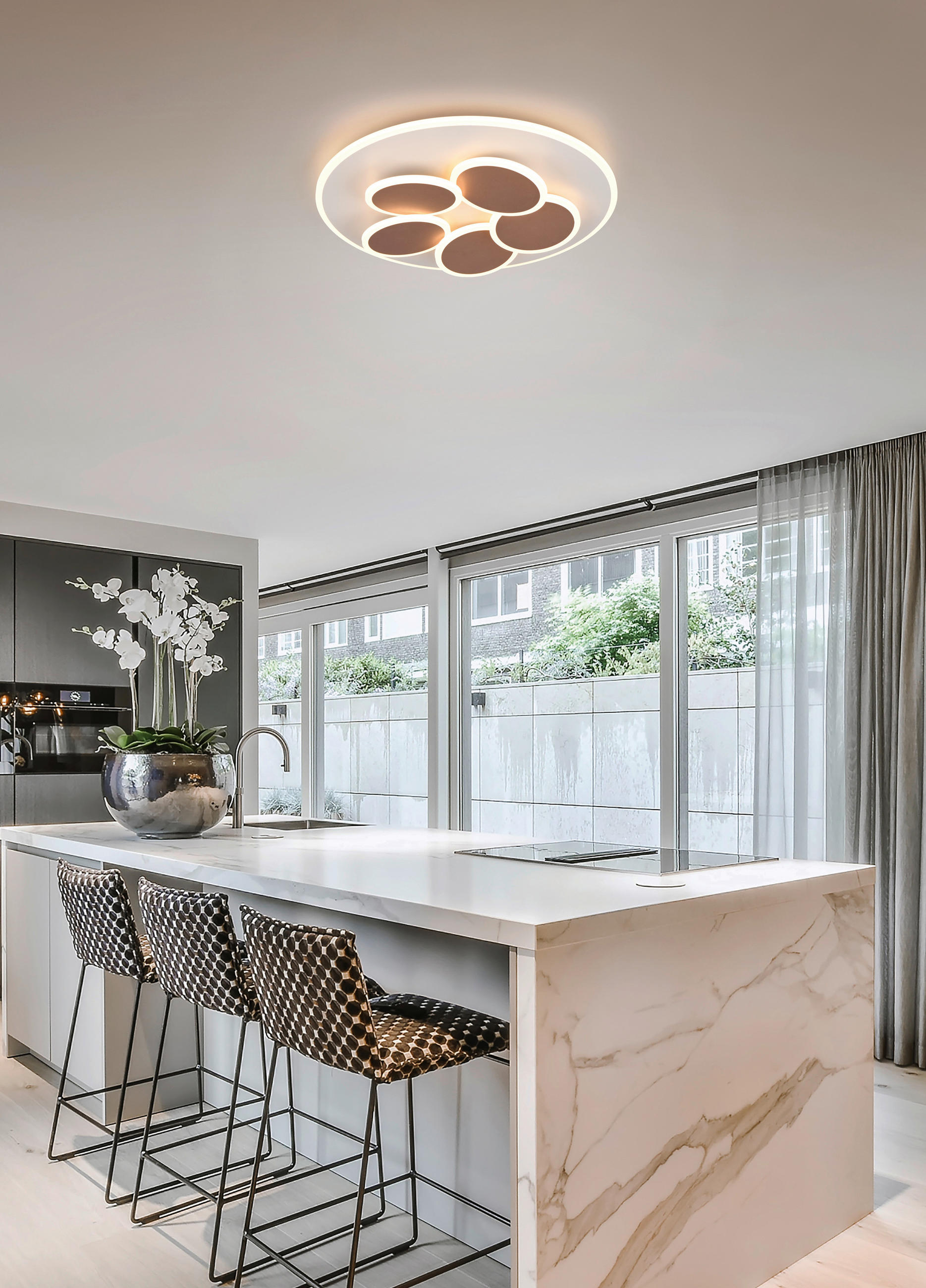 Thumbnail - Trio Leuchten Led-Deckenleuchte Mandala, Braun, Grau, Metall, 7.5 cm, Farben fixierbar, Lampen & Leuchten, Innenbeleucht...