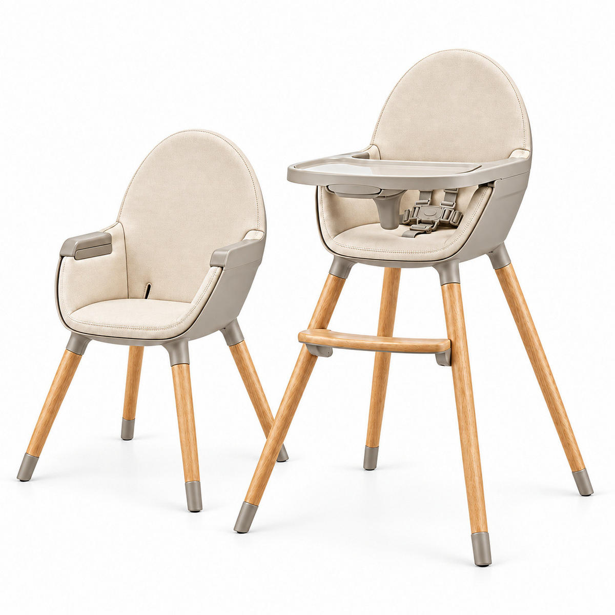 HOCHSTUHL Fini 2  - Beige, Basics, Leder/Holz (55/96/58.5cm) - Kinderkraft