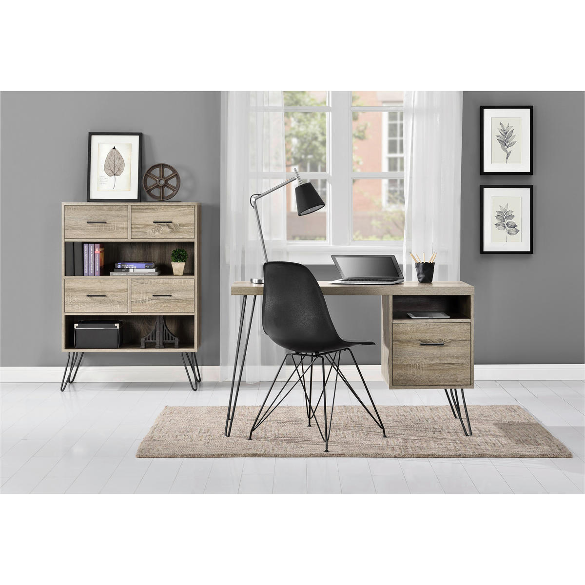 KOMMODE Landon  in 79/112/36 cm  - Eichefarben/Schwarz, Design, Holzwerkstoff/Metall (79/112/36cm) - MID.YOU