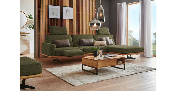 ECKSOFA in Flachgewebe Grün  - Schwarz/Grün, Natur, Holz/Textil (326/170cm) - Valnatura