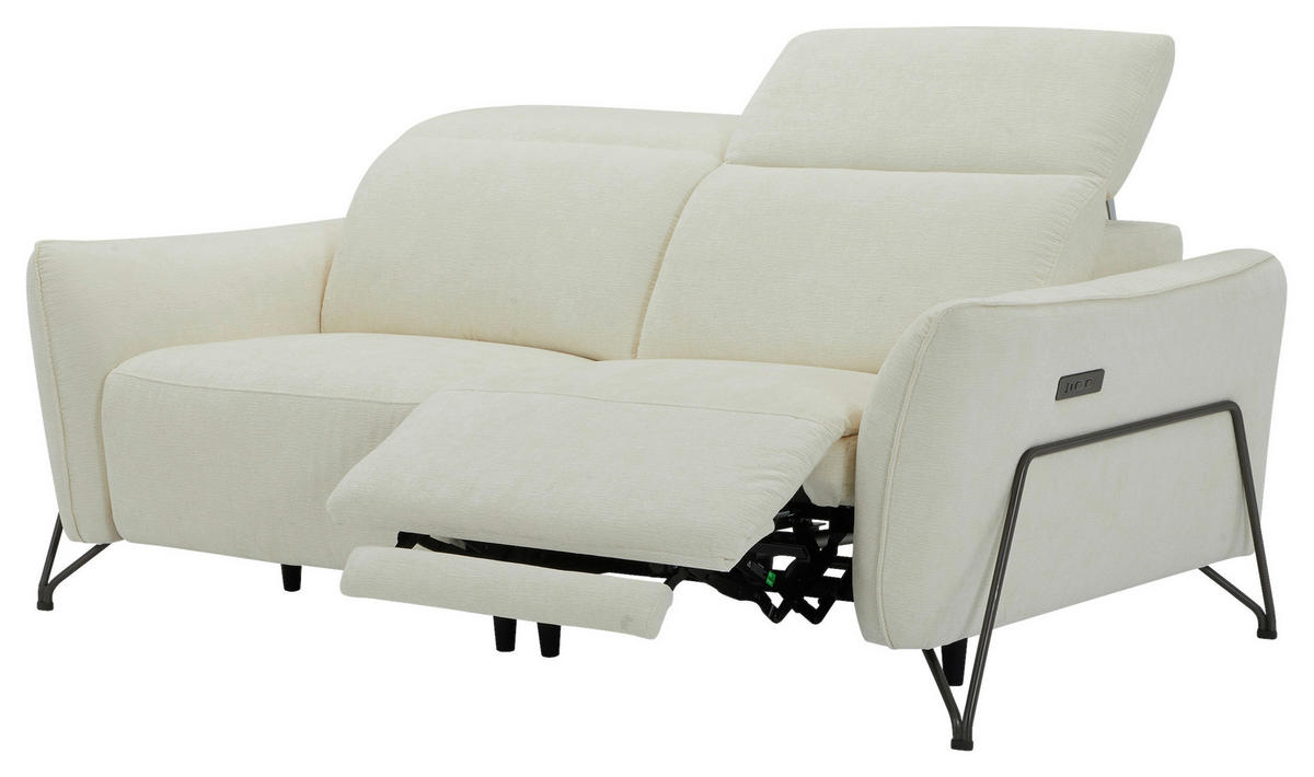 3-SITZER-SOFA in Flachgewebe Creme  - Creme/Schwarz, Lifestyle, Textil/Metall (198/83/107/111cm) - Livetastic