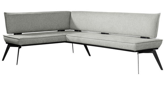 ECKBANK 165/235 cm Webstoff Schwarz, Hellgrau Buche massiv   - Hellgrau/Schwarz, Basics, Holz/Textil (165/235cm) - Carryhome